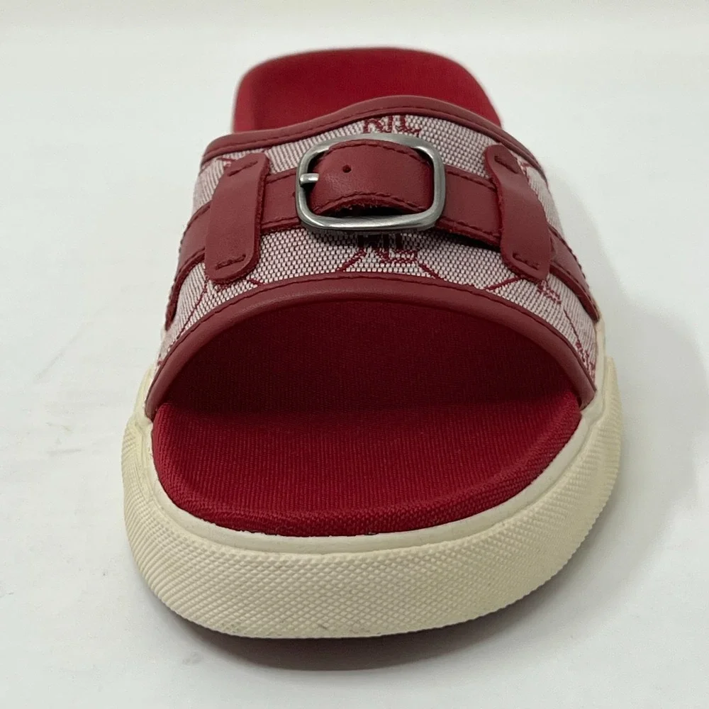 Ralph Lauren Matty‎ Sandals Red Signature Fabric Stylish Women's Size 7B VTG NEW